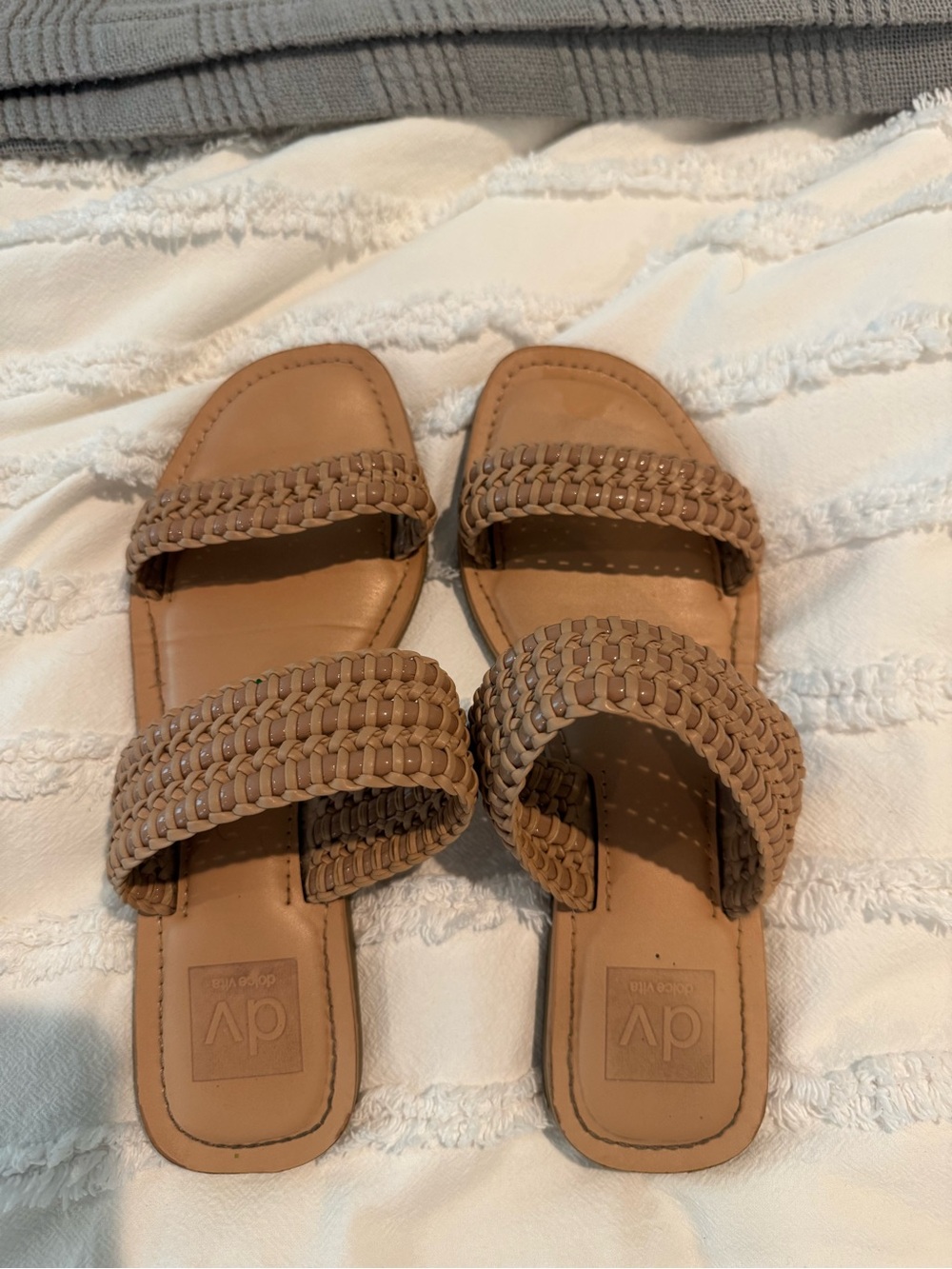 Dolce Vita Tan Braided Double-Strap Slide Sandals